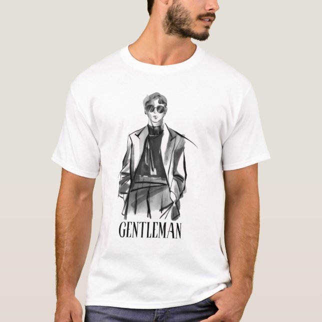 Elegantes Herren Mode Sketch Tee (Vorderseite)
