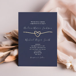 Elegantes Herz der Marine und der Goldenen Seile Einladung