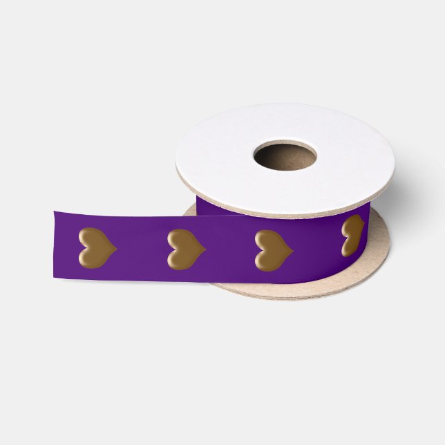 Elegantes Herz des Golden Brushed Gold Lila Satinband (Spule)