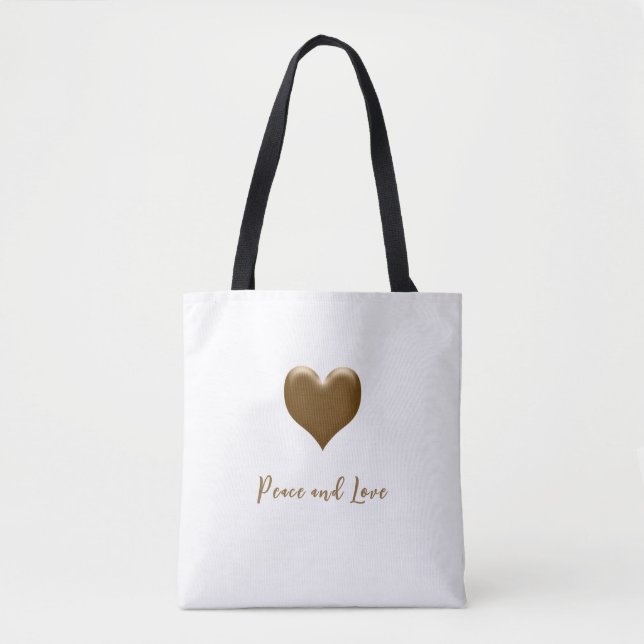 Elegantes Herz des Goldes, individuelle Botschaft Tasche (Vorderseite)