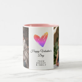 Elegantes Herz Frohen Valentinstag Foto Zweifarbige Tasse