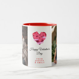 Elegantes Herz Frohen Valentinstag Foto Zweifarbige Tasse