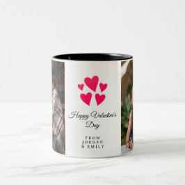 Elegantes Herz Frohen Valentinstag Foto Zweifarbige Tasse