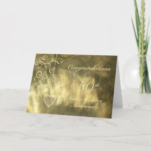Elegantes Herz Goldene Hochzeit Karte