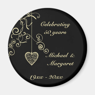 Elegantes Herz-goldener Hochzeitstag Magnet