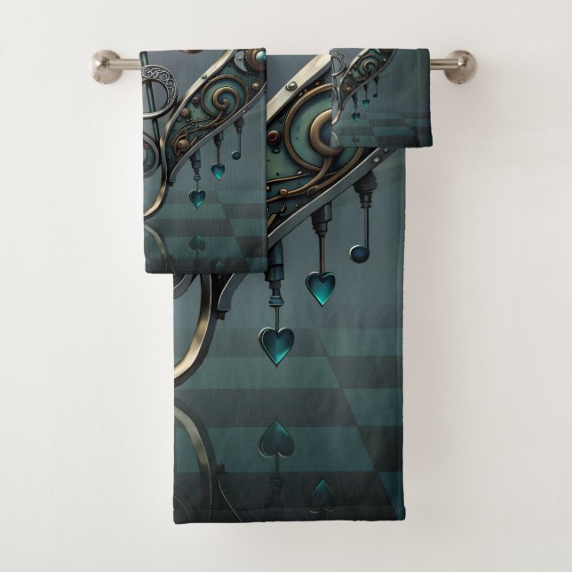 Elegantes Herz im Steampunkstil. Badhandtuch Set (Insitu)