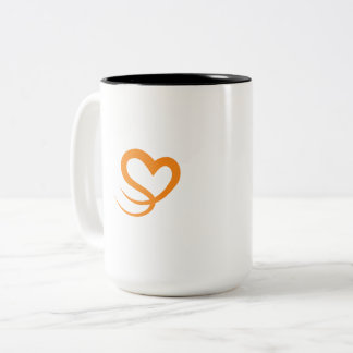 Elegantes Herz-Logo-Kaffeetasse | Minimalistisches Zweifarbige Tasse