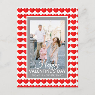 Elegantes Herz Muster Foto Frohen Valentinstag Feiertagspostkarte