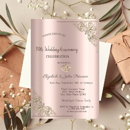 Elegantes Herz Rahmen Rose Gold Wedding Einladung