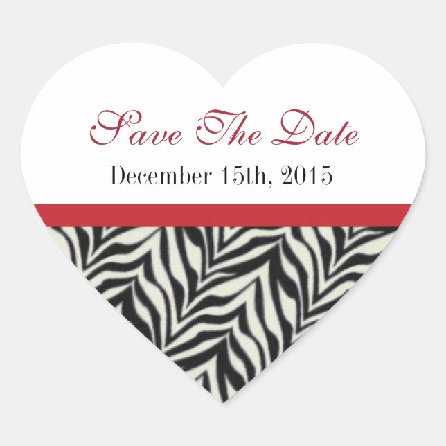 Elegantes Herz: Save the Date Stickers (Vorderseite)