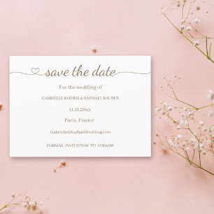 Elegantes Herz-Schwung-Modernes Save The Date Hoch Einladung