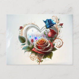 Elegantes Herz und Rose Postkarte