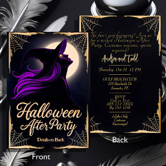 Elegantes Hexenhaar Halloween nach dem Party Einladung