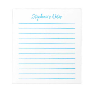 Elegantes Himmelblau liniertes personalisiertes Sc Notizblock
