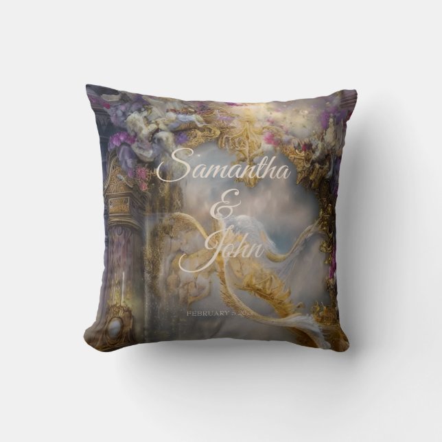 Elegantes Himmlisches Gold-Tor, Goldtext Kissen (Vorderseite)