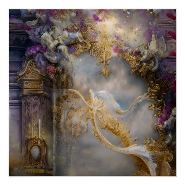 Elegantes Himmlisches Gold-Tor, Goldtext Poster (Vorderseite)