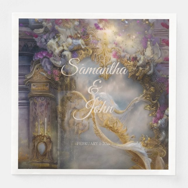 Elegantes Himmlisches Gold-Tor, Goldtext Serviette (Vorderseite)