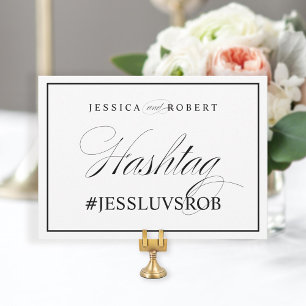 Elegantes Hochzeit-Hashtag-Schild mit schwarzer Um Einladung