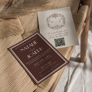 Elegantes Hochzeit QR-Code Braunes Geld Hochzeitse Einladung