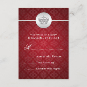 Elegantes Hochzeit UAWG königliches Kronen-Rot RSVP Karte
