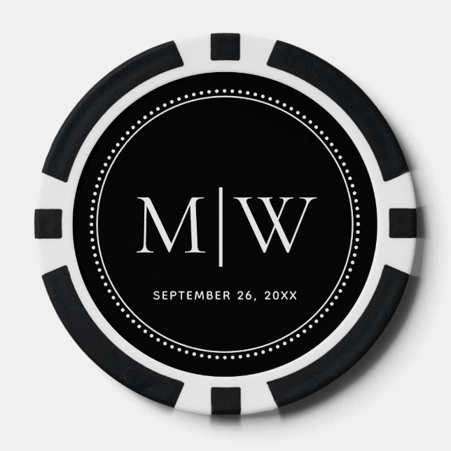 Elegantes Hochzeitdatum Couple Monogram Pokerchips (Vorderseite)