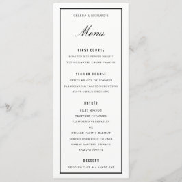 Elegantes Hochzeitessen Schwarz-weiß dick Border Menükarte