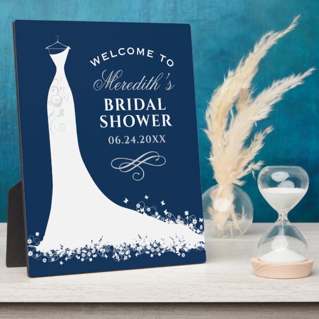 Elegantes Hochzeitgown-Brautparty Willkommen Pl Fotoplatte (Seite)