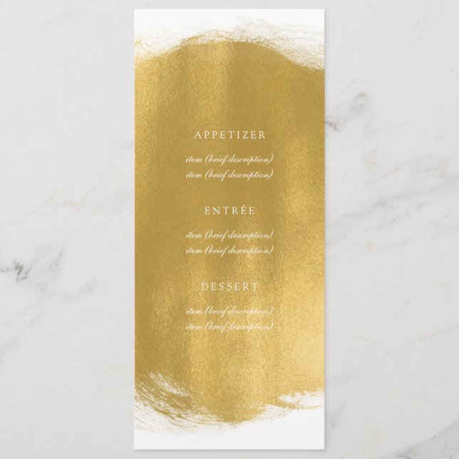 Elegantes Hochzeitmenü Gold Paint Look Menükarte (Vorderseite)