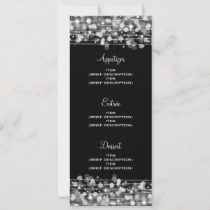 Elegantes Hochzeitmenü Party Glitzern Silver Einladung