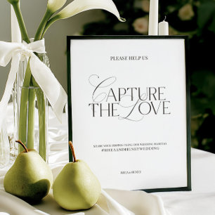 Elegantes Hochzeits-“Capture the Love”-Hashtag-Sch