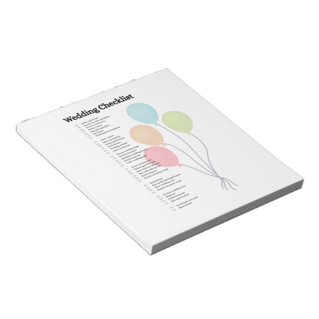 Elegantes Hochzeits-Checklisten-Notizbuch Notizblock (angewinkelt)