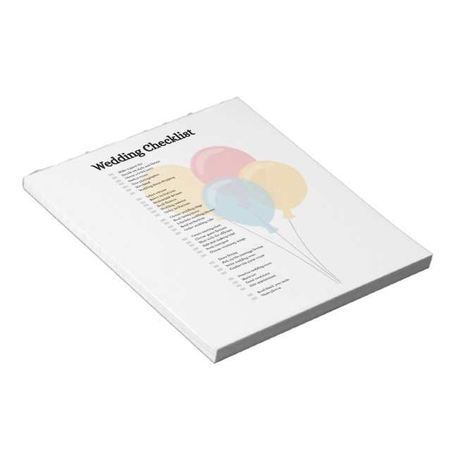 Elegantes Hochzeits-Checklisten-Notizbuch Notizblock (angewinkelt)