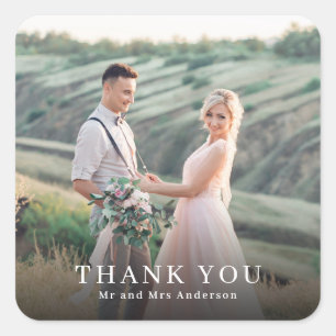 Elegantes Hochzeits-Dankeschön-Foto-Geschenk Quadratischer Aufkleber