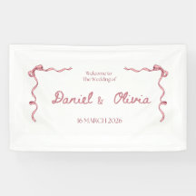 Elegantes Hochzeits-Einladungsbanner – Rosa Band D