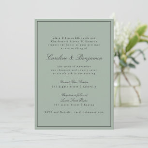 Elegantes Hochzeits-Olivgrau-RSVP mit Rahmen-Schri Einladung