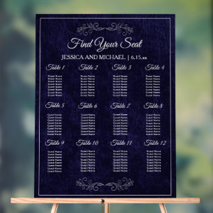 Elegantes Hochzeits-Sitzplan-Schild in Navyblau Acrylschild