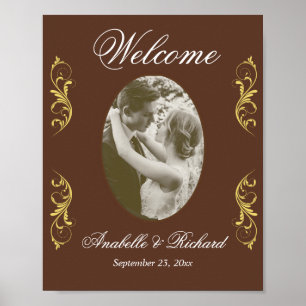 Elegantes Hochzeits-Willkommensschild Poster mit F