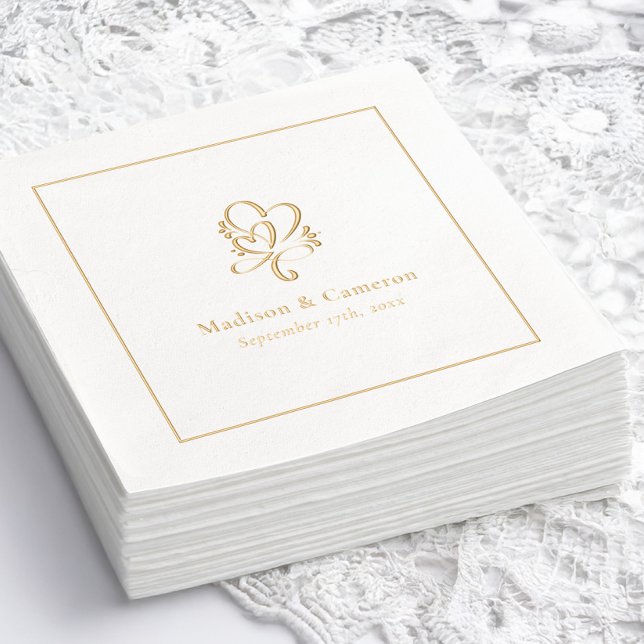 Elegantes Hochzeitschick Custom Gold Servietten Mit Folie (Elegant Wedding Chic Custom Gold Foil Napkins)
