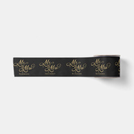 Elegantes Hochzeitschwarz und Gold Satinband
