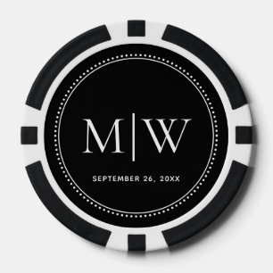 Elegantes Hochzeitsdatum-Paar-Monogramm Pokerchips