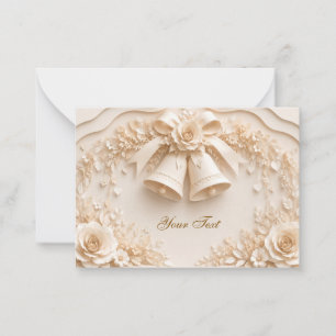 Elegantes Hochzeitsdesign mit Glocken und Rosen Mitteilungskarte