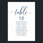 Elegantes Hochzeitsessen, Gästekartentisch Tischnummer<br><div class="desc">Hochzeitliches Abendessen Gästekartenkarte,  moderne elegante blaue Schrift Navy. Passen Sie den Text an und / oder entfernen und füllen Sie mit Ihrem Hochzeitskonzert themed.</div>