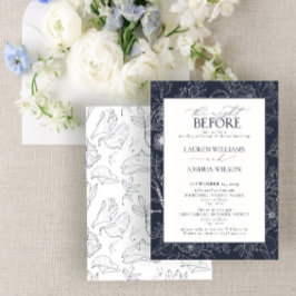 Elegantes Hochzeitsessen in Blaufassagen der Navy  Einladung