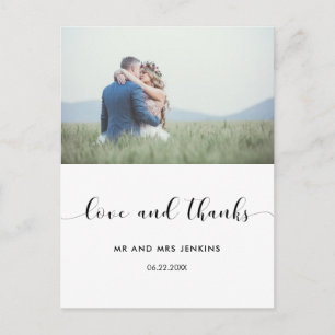 Elegantes Hochzeitsfoto Danke Postkarte
