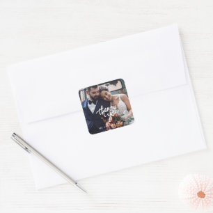 Elegantes Hochzeitsfoto-Dankeschön-Geschenk Quadratischer Aufkleber