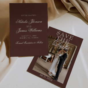 Elegantes Hochzeitsfoto mit Schokoladen-Kakao im S Save The Date