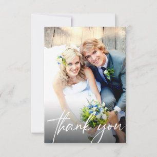 Elegantes Hochzeitsfoto-Template mit Schriftzug Bu Dankeskarte
