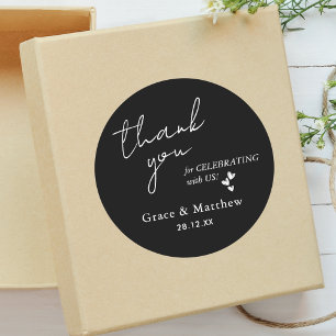 Elegantes Hochzeitsgeschenk Danke Schwarz & Weiß Runder Aufkleber