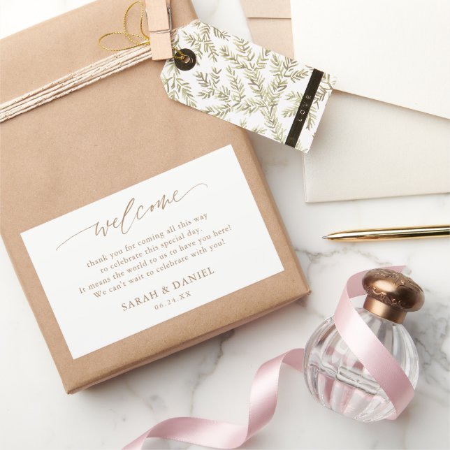 Elegantes Hochzeitsgeschenk Gold Wedding Welcome B Rechteckiger Aufkleber (Schenken)
