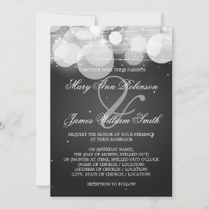 Elegantes Hochzeitsglanz und Sparkle Schwarz Einladung